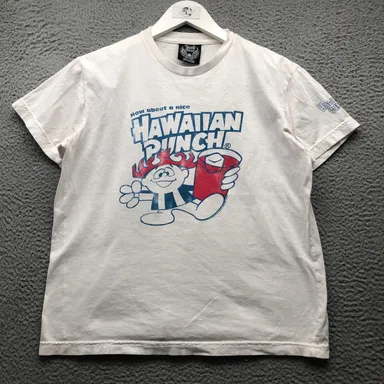 Hawaiian Punch T-Shirt Womens Medium M Short Sleeve Crew Neck Graphic White Blue