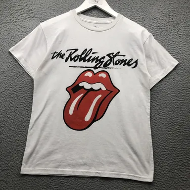 The Rolling Stones T-Shirt Women's Medium M Short Sleeve Music Graphic White Red