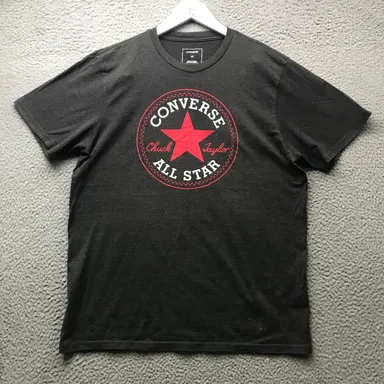 Converse All Star T-Shirt Mens Medium M Short Sleeve Graphic Dark Gray Red White