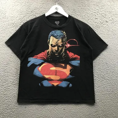 DC Comics Superman T-Shirt Boys Youth Large Short Sleeve Crew Neck Graphic Black