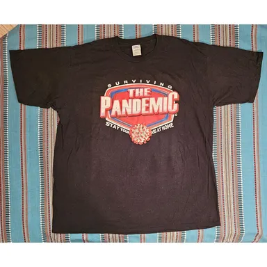 Surviving The Pandemic 'Stay Your Ass At Home' Black T-shirt Mens Size 2XL 2020