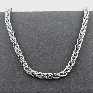 Monet Silver Tone Spiga Rope Chain Necklace Chunky Heavy Stackable 