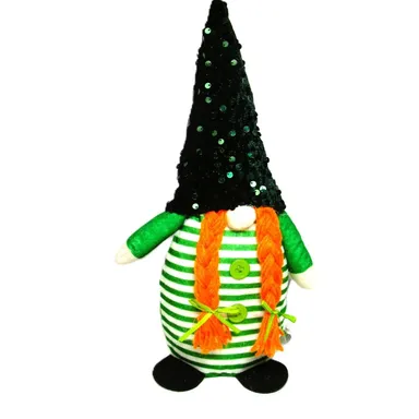 Greenbrier St Patrick's Day Gnome Plush Green White 14 Inches Sequined Hat 
