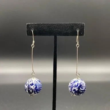 Chinoiserie Porcelain Dangle Earrings