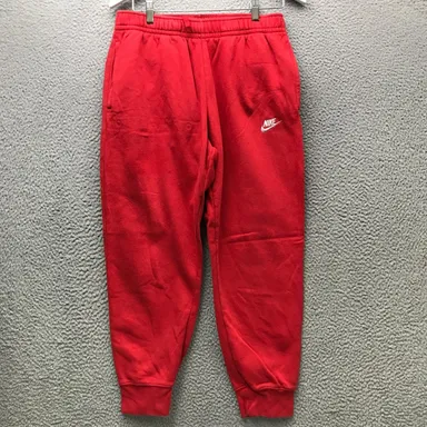 Nike Jogger Sweatpants Mens Medium M Drawstring Pocket Embroidered Swoosh Red