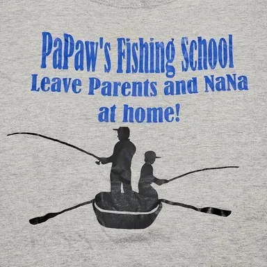 "Papaw's Fishing School" Fruit Of The Loom SS Grey Tee  - Size 3XL