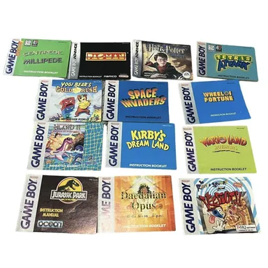 Lot of 13 Nintendo Game Boy Manuals Jurassic Park, Warioland, Kirby, Yogi Bear