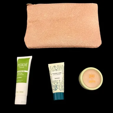 Ipsy Makeup Bag with Moisturizer, Eye Cream, Powder Samples
