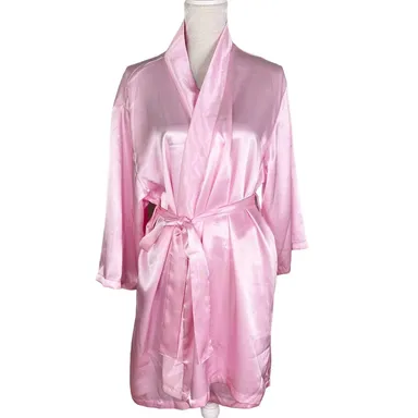 Jovannie Robe Kimono Pink Satin 1X/2X New