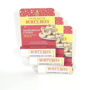 3 pk Burt's Bees Moisturizing Lip Balm 0.15oz Limited Edition Shortbread Cookie