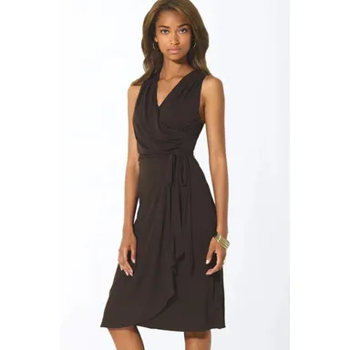Lauren Ralph Lauren Women's Size L Jem Brown Jersey Faux Wrap Dress NWT $179