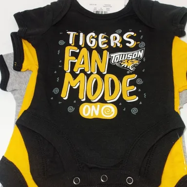 NEW Towson University Tigers 3 pack Baby Shirts Bodysuits Size 0-3 months