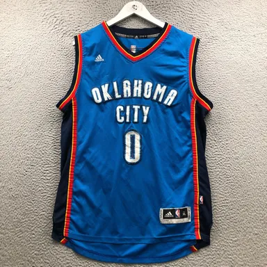 Oklahoma City Thunder Westbrook #0 NBA Adidas Jersey Men's XL Sleeveless Blue