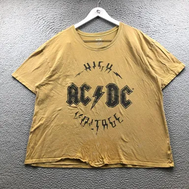AC DC T-Shirt Women's XL Short Sleeve Crew Neck Graphic Yellow