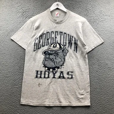 Vintage 1991 Georgetown University Hoyas T-Shirt Men's Large L Gray Repaired