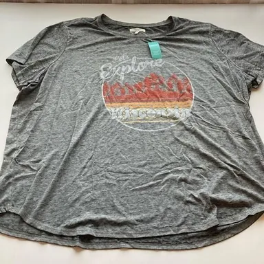 Maurices Women’s T-Shirt “Let’s Explore Wisconsin” Gray Size 3X NWT #1281