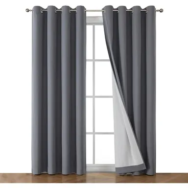 OWENIE 100% Blackout Curtains 96"L, 2 Panels Set, Solid Grommets, Thermal Drapes