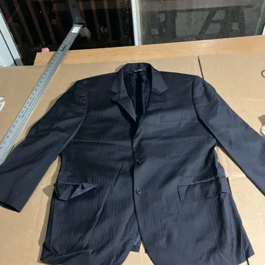 Jos A Bank 44S Navy Blue Black Wool Striped Suit Jacket, Men's Sport Coat Blazer