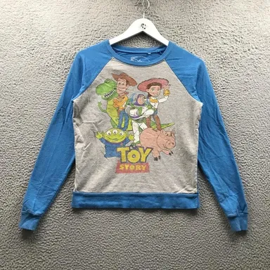 Disney Toy Story Sweatshirt Women's XS Long Sleeve Graphic Crew Neck Blue