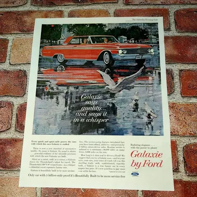 1961 Ford Galaxie Quality / Whisper - Red Car - Original Vtg PRINT AD Ephemera