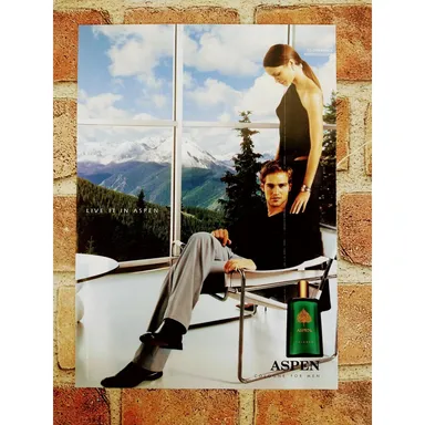 2001 Aspen - Elegant Couple - Majestic Mountain View - Original Vtg PRINT AD