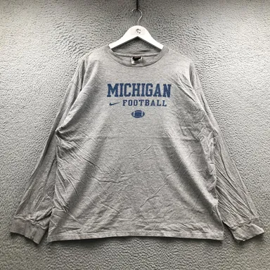 Vintage Y2K University of Michigan Wolverines Football Nike T-Shirt Mens XL Gray