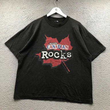 Vintage 90s Molson Canadian Rocks T-Shirt Men's XL Short Sleeve Single Stitch