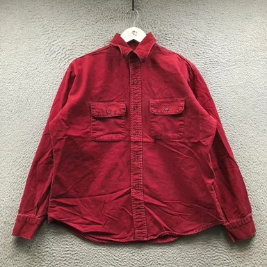 Vintage Five Brother Flannel Button Up Shirt Mens Large L Long Sleeve Pocket Red