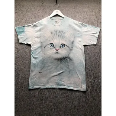 The Mountain Greg Giordano Art T-Shirt Men's L Short Sleeve Cat Graphic Tie Dye