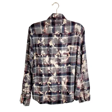 The Old Rusty Coop blue and red plaid bleach dyed flannel shirt