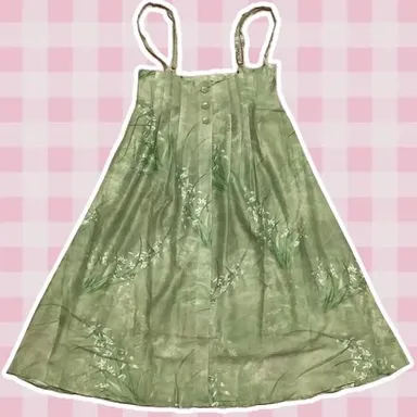 NWT Masked Queen Green Floral Fairycore Cottagecore Suspender Skirt Medium
