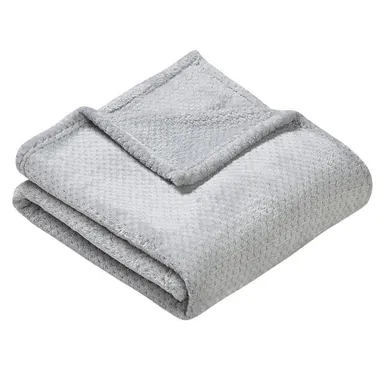 Large Soft Thesis Home Classic Textured Fleece Throw - Silver 50 x 60" 