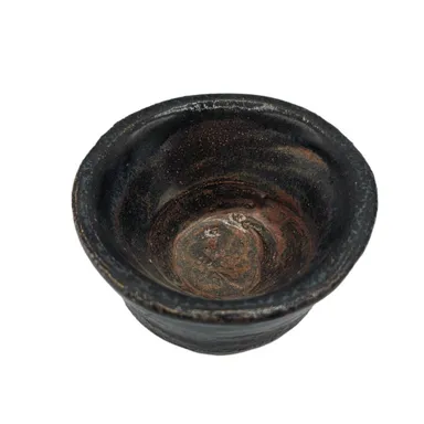 Vintage Mid Century Handmade Pottery Glazed Bowl Primitive Brown