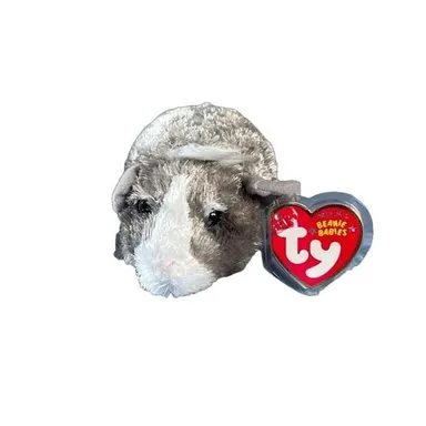 Ty Beanie Babies Flash The Guinea Pig, 6", Gray and White