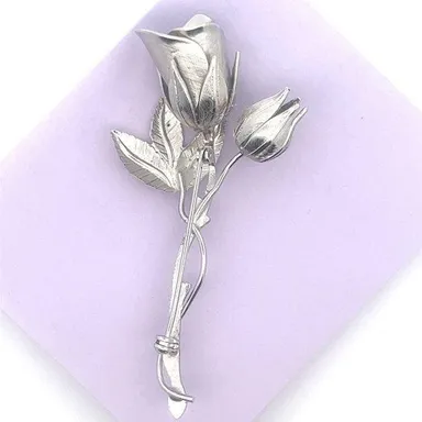 Vintage Silver tone Callow Lilly Brooch Pin