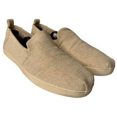 TOM’S Alpargata Natural Beige Shimmer Espadrilles 9.5 Neutral Slip On Shoes