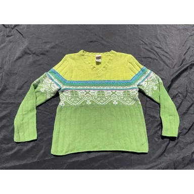 Y2K Vintage Green Faded Glory Soft Sweater Size 8/10 C168