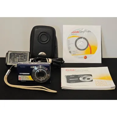 KODAK M763 7.2MP Digital Camera - Blue - w/ Charger, Case, Software CD, & Manual