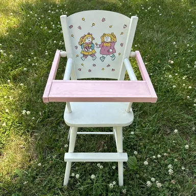 VINTAGE CABBAGE PATCH KIDS WOODEN DOLL FURNITURE HIGH CHAIR CASS TOYS EUC