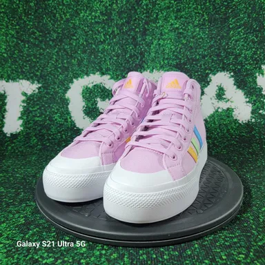 adidas Bravada 2.0 Platform Mid Sneaker, Bliss Lilac/Semi Green Spark Sz 9