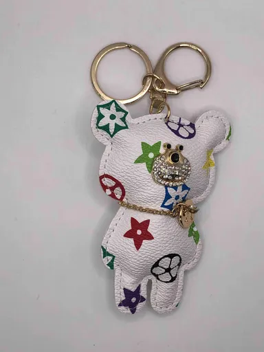 Cute colourful bear bag charm with gems and gold hardware