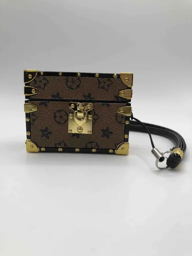 Earphone hardcover case, trunk style brown black with gold details