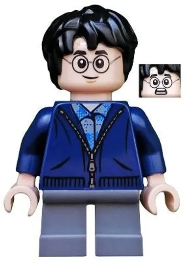 LEGO MINIFIG Harry Potter - Dark Blue Zip Up, Dark Bluish Gray Short Legs [catalog ID: hp153] [condition: N]