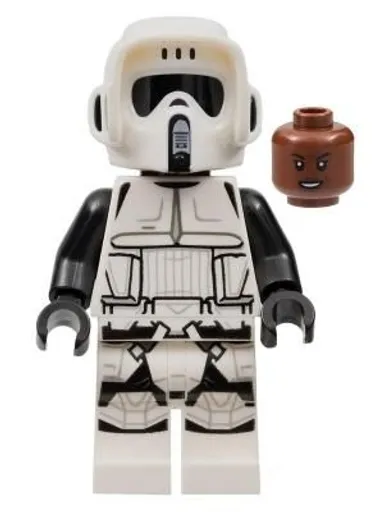 LEGO MINIFIG Imperial Scout Trooper - Female, Dual Molded Helmet, Reddish Brown Head, Open Mouth Smirk [catalog ID: sw1229] [condition: N]