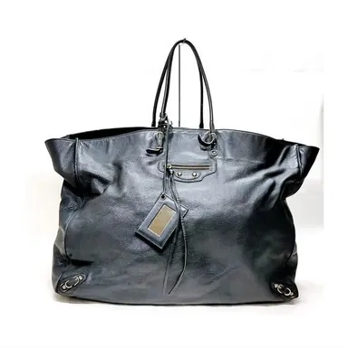 Balenciaga Tote Bag The Paper Black Leather