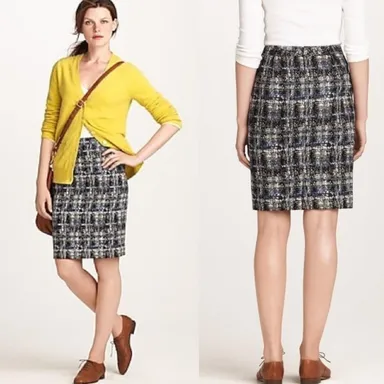 J. Crew Womens No. 2 Mini Pencil Skirt Gilded Tweed Size 2