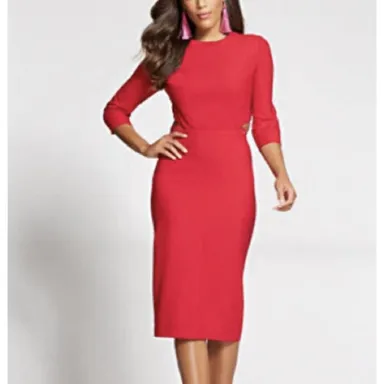 Gabrielle Union NY&Co Womens Pencil Dress Red Zippered 10 NWT