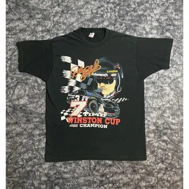 VTG Dale Earnhardt Sr Black T Shirt 7 Winston Cup Sports Image Mens Size XL 1995