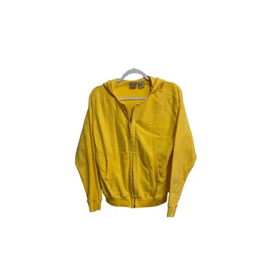 Massini Hooded Zip Up Sweatshirt Large Mellow Yellow Cotton Spandex Pockets