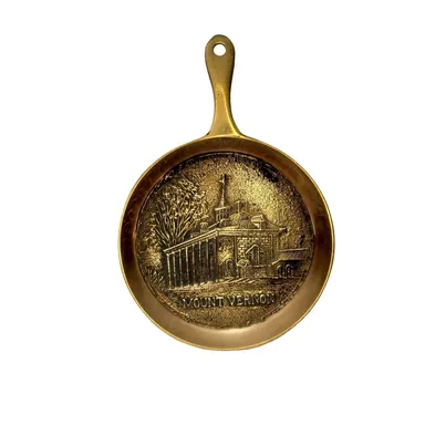 Vtg Mini Brass Souvenir Mount Vernon Fry Pan George Washington VA Landmark 6.5"